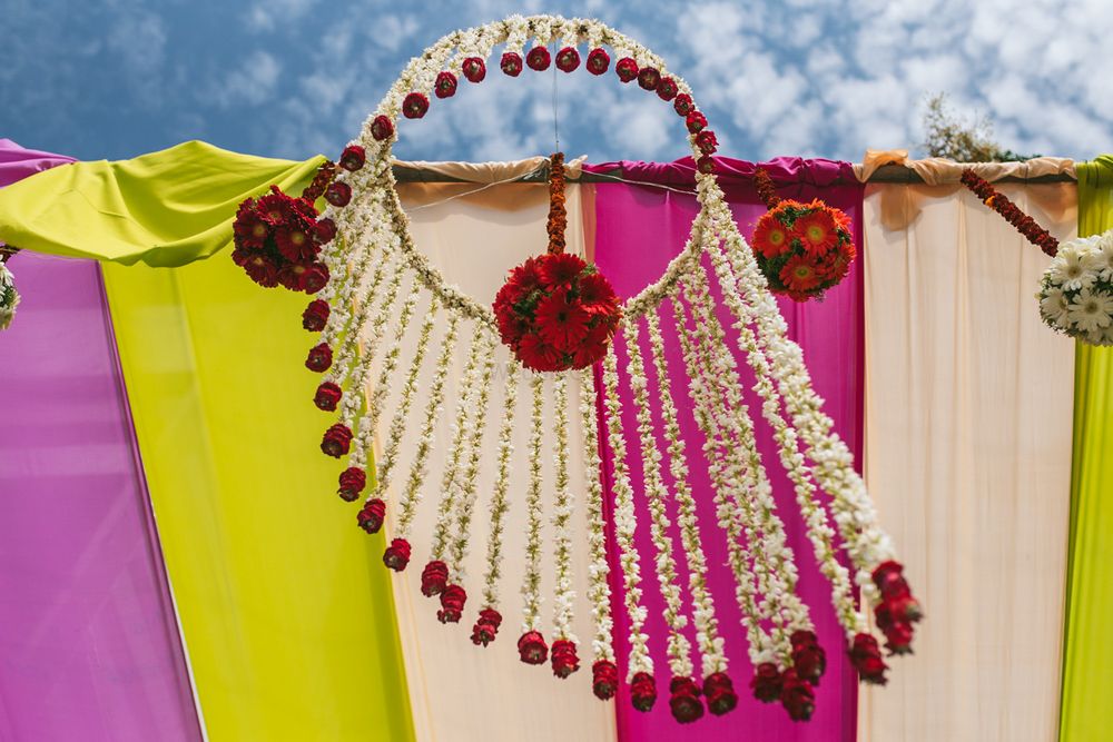 Photo of Hanging floral strings and floral balls decor
