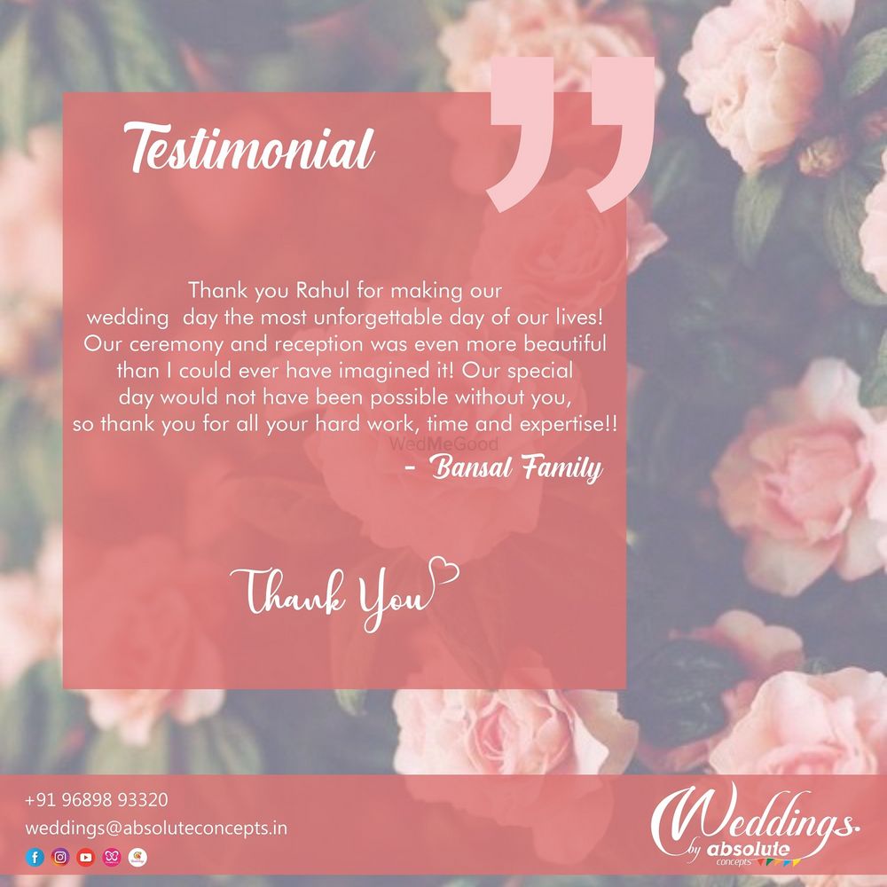 Photo From Testimonials - By Weddings by Absolute Concepts