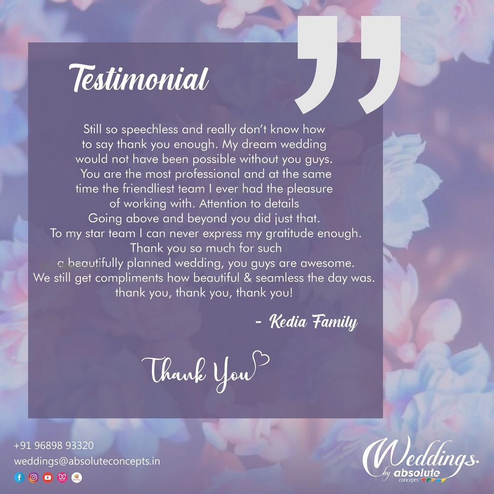 Photo From Testimonials - By Weddings by Absolute Concepts