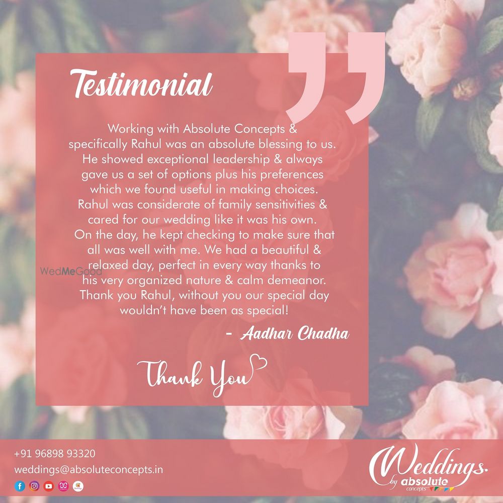 Photo From Testimonials - By Weddings by Absolute Concepts