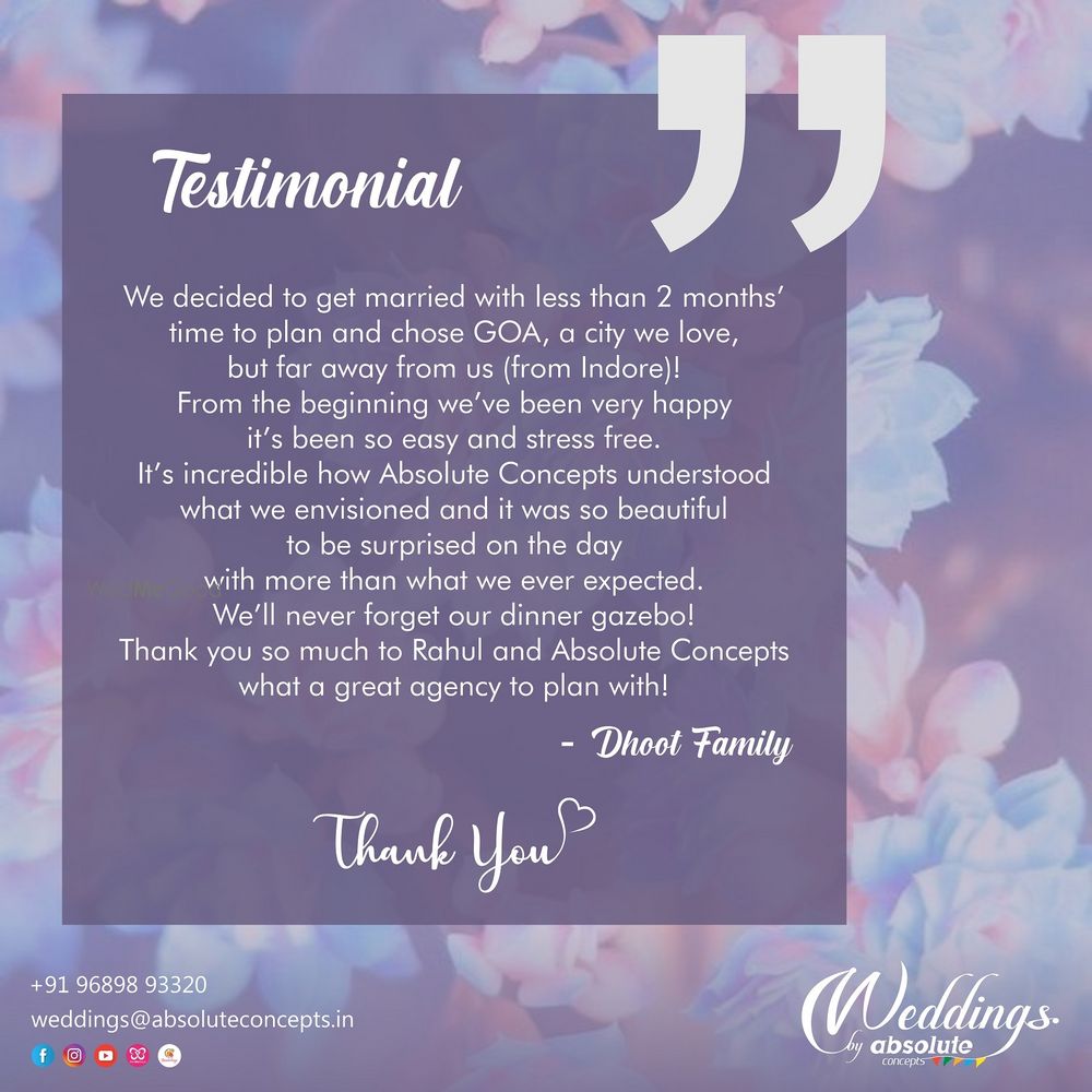 Photo From Testimonials - By Weddings by Absolute Concepts