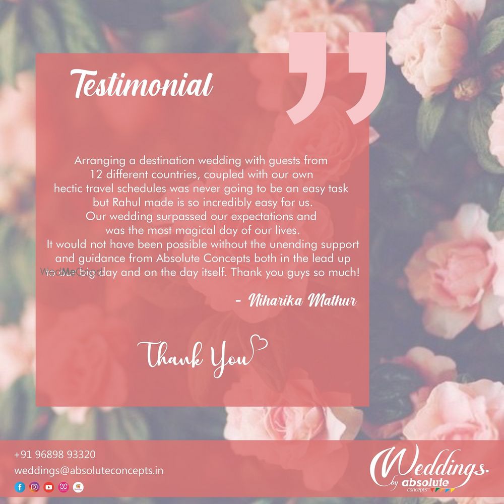 Photo From Testimonials - By Weddings by Absolute Concepts