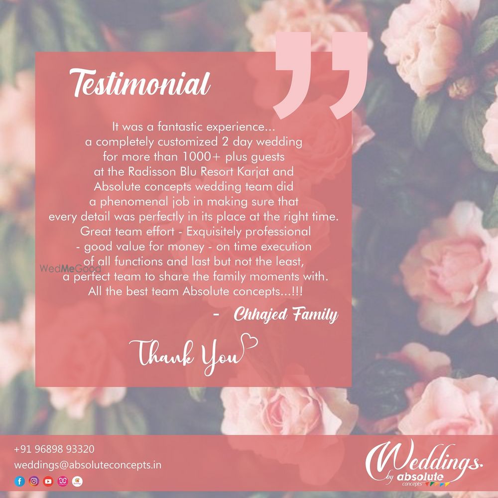 Photo From Testimonials - By Weddings by Absolute Concepts