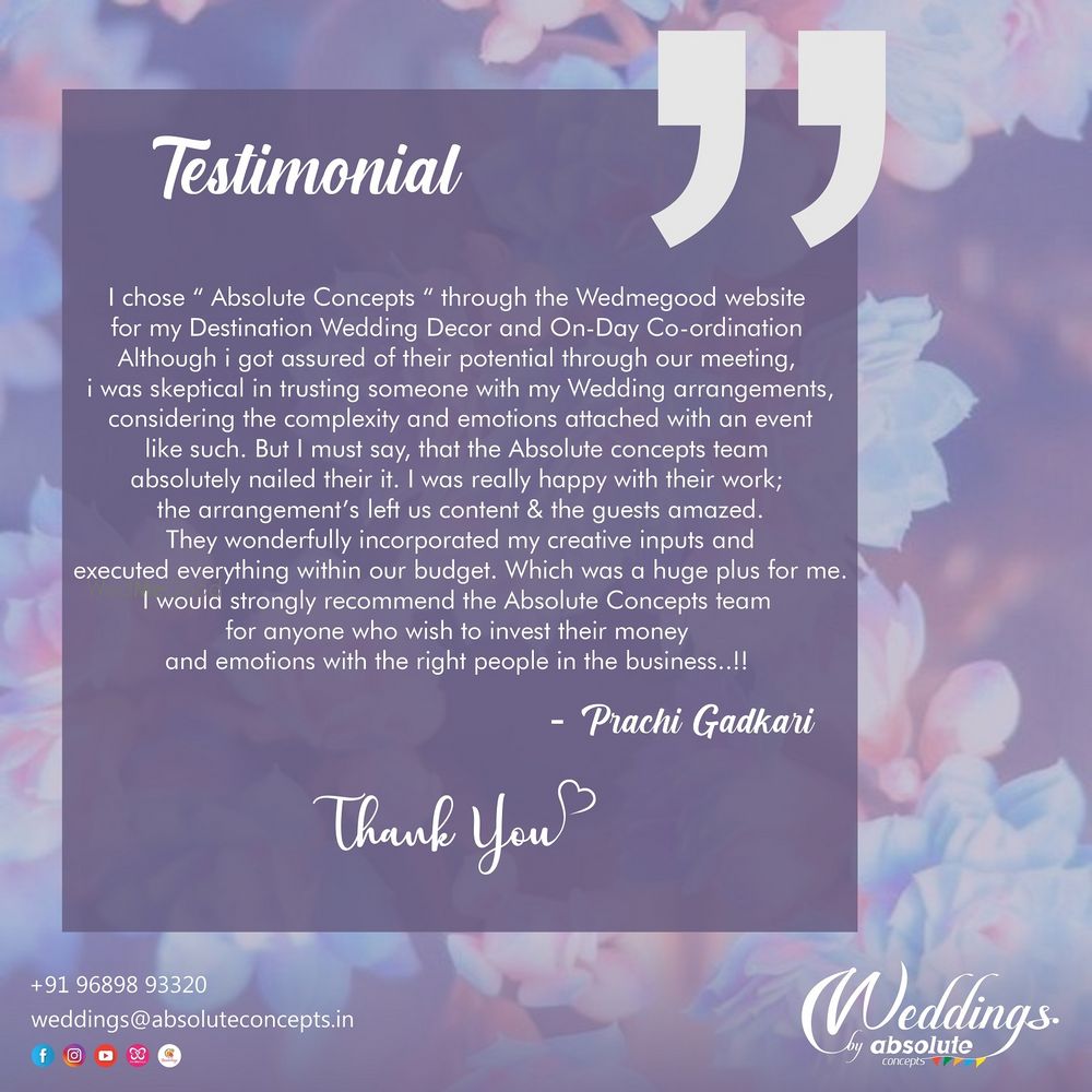 Photo From Testimonials - By Weddings by Absolute Concepts