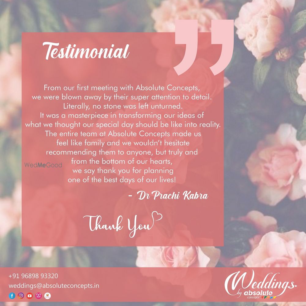 Photo From Testimonials - By Weddings by Absolute Concepts