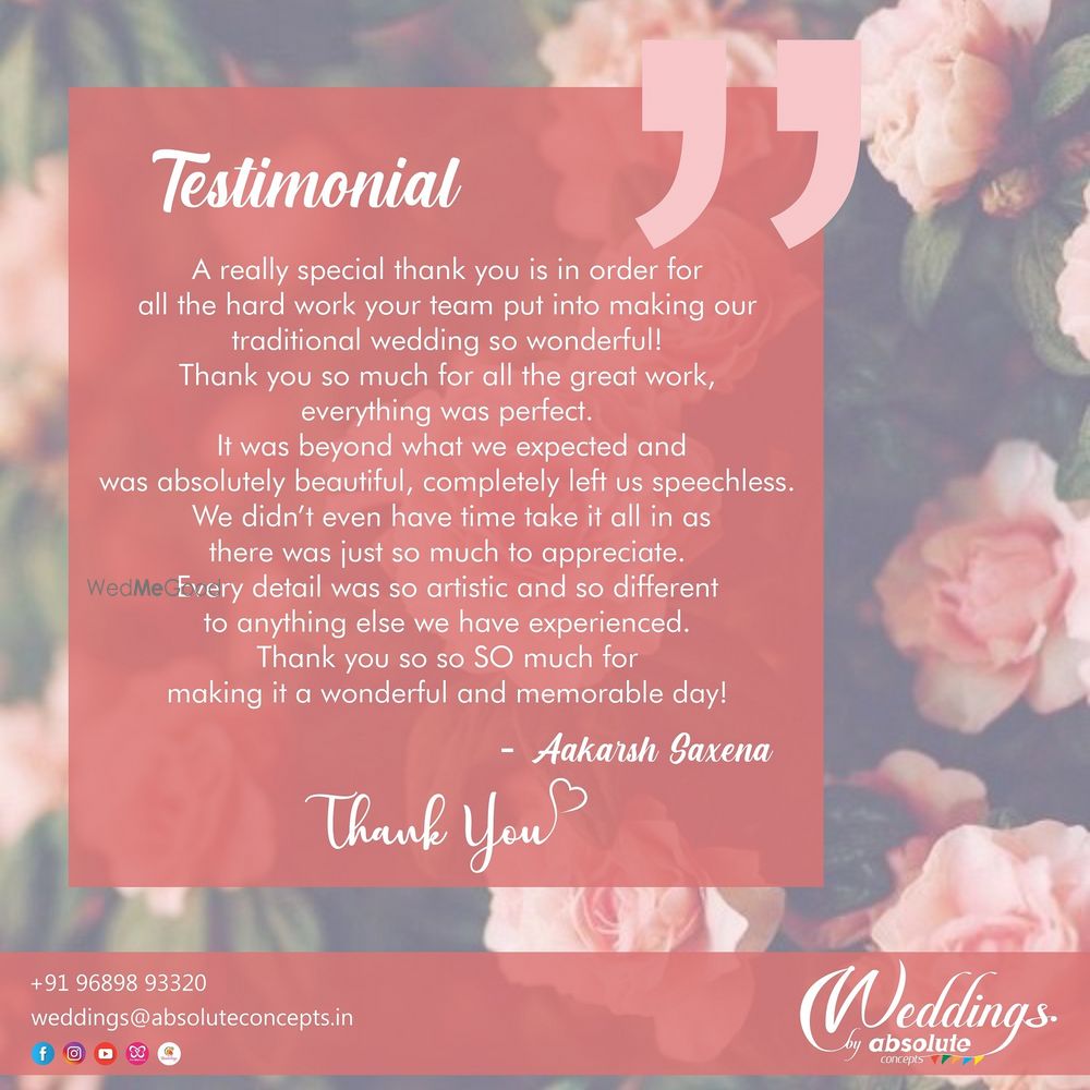 Photo From Testimonials - By Weddings by Absolute Concepts