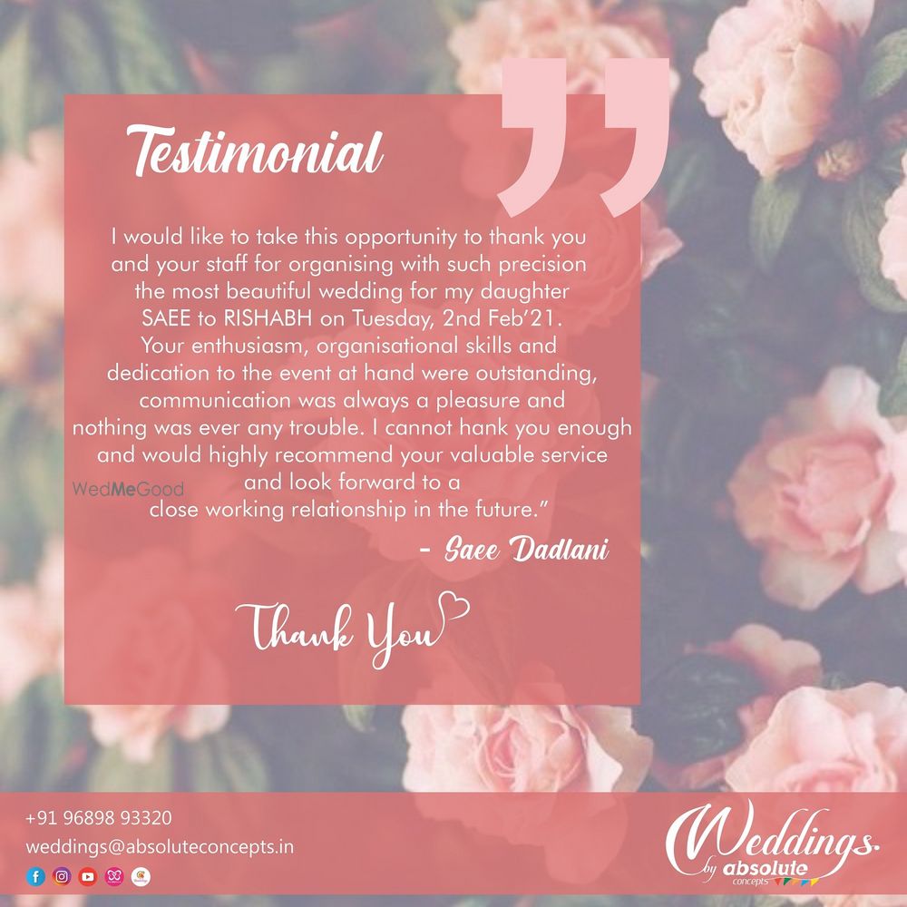 Photo From Testimonials - By Weddings by Absolute Concepts