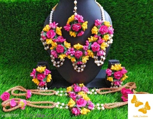 Photo From flower JEWELLERY  set for haldi /Mehndi - By Aashi Creations