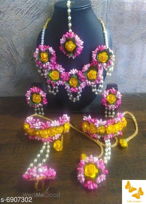 Photo From flower JEWELLERY  set for haldi /Mehndi - By Aashi Creations