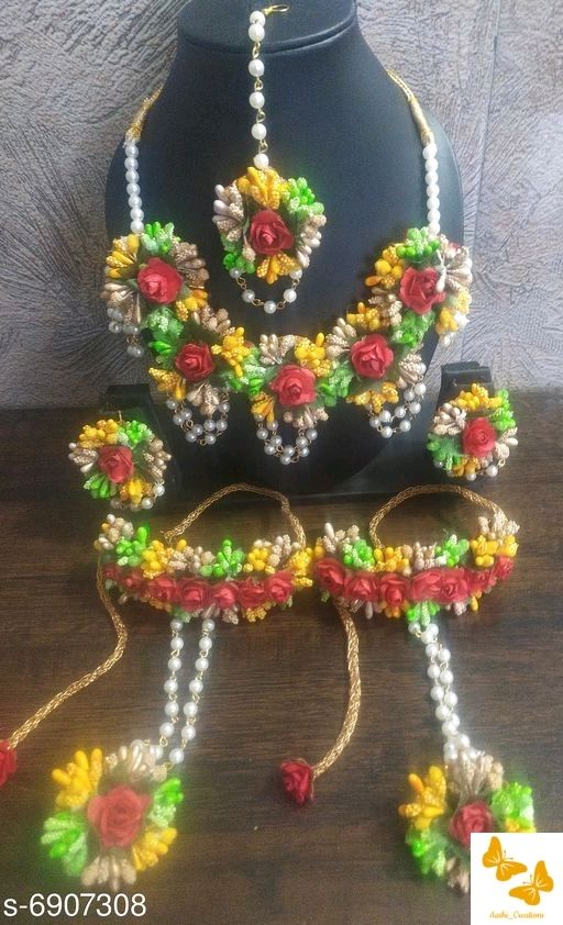 Photo From flower JEWELLERY  set for haldi /Mehndi - By Aashi Creations