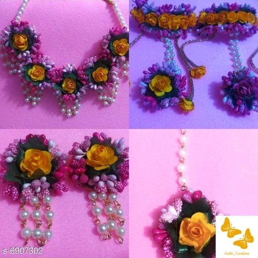 Photo From flower JEWELLERY  set for haldi /Mehndi - By Aashi Creations