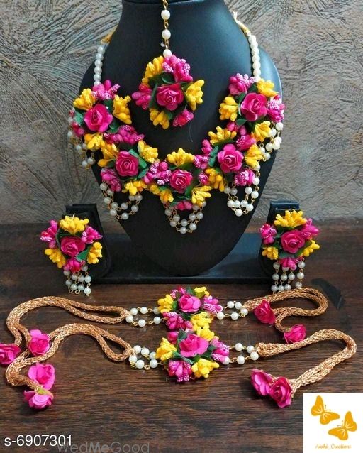 Photo From flower JEWELLERY  set for haldi /Mehndi - By Aashi Creations