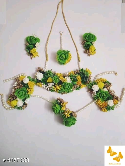 Photo From flower JEWELLERY  set for haldi /Mehndi - By Aashi Creations