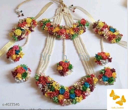 Photo From flower JEWELLERY  set for haldi /Mehndi - By Aashi Creations