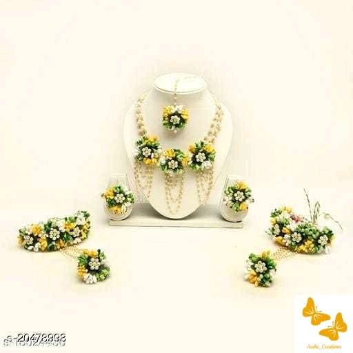 Photo From flower JEWELLERY  set for haldi /Mehndi - By Aashi Creations