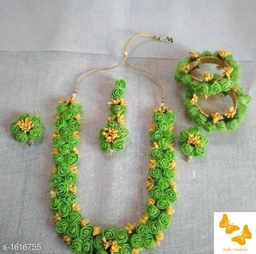 Photo From flower JEWELLERY  set for haldi /Mehndi - By Aashi Creations