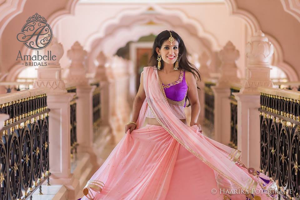 Photo of Peach and purple girly lehengas for engagement