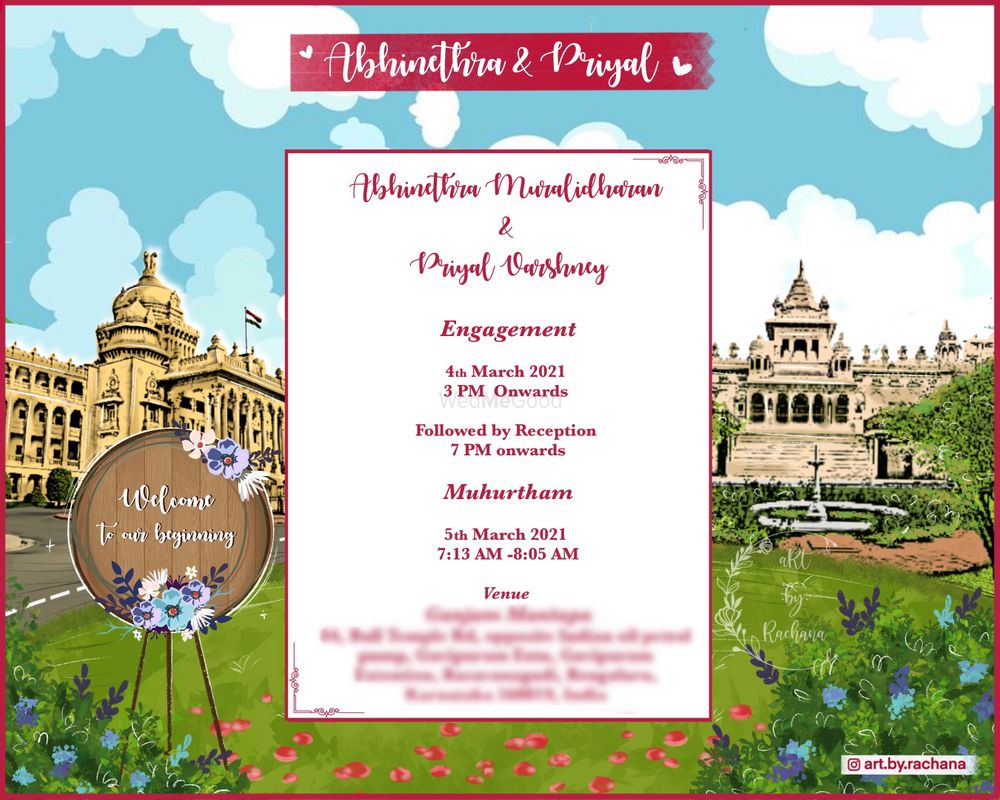 Photo From 2state wedding invitation  - By Art by Rachana