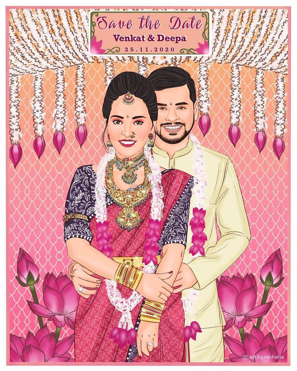 Photo From Royal Lotus Theme Telugu Wedding invitation - By Art by Rachana