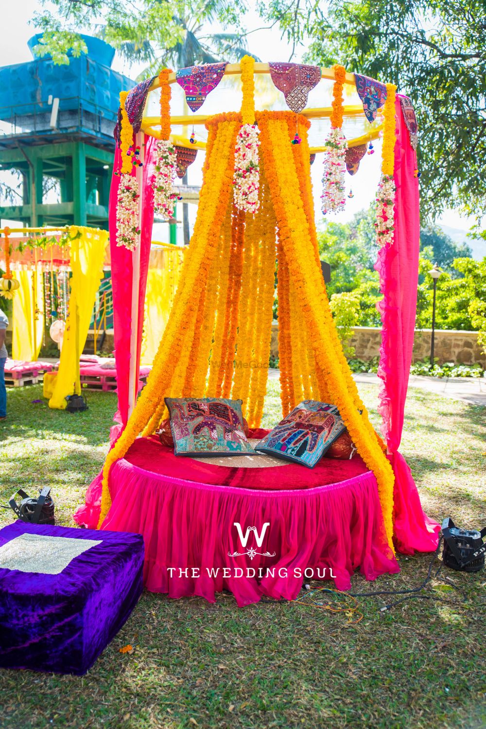 Photo of Floral bride stage decor for mehendi