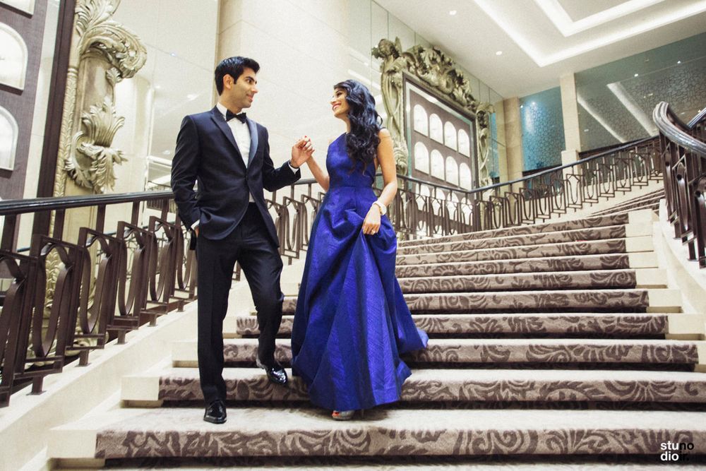 Photo of Ink blue engagement gown