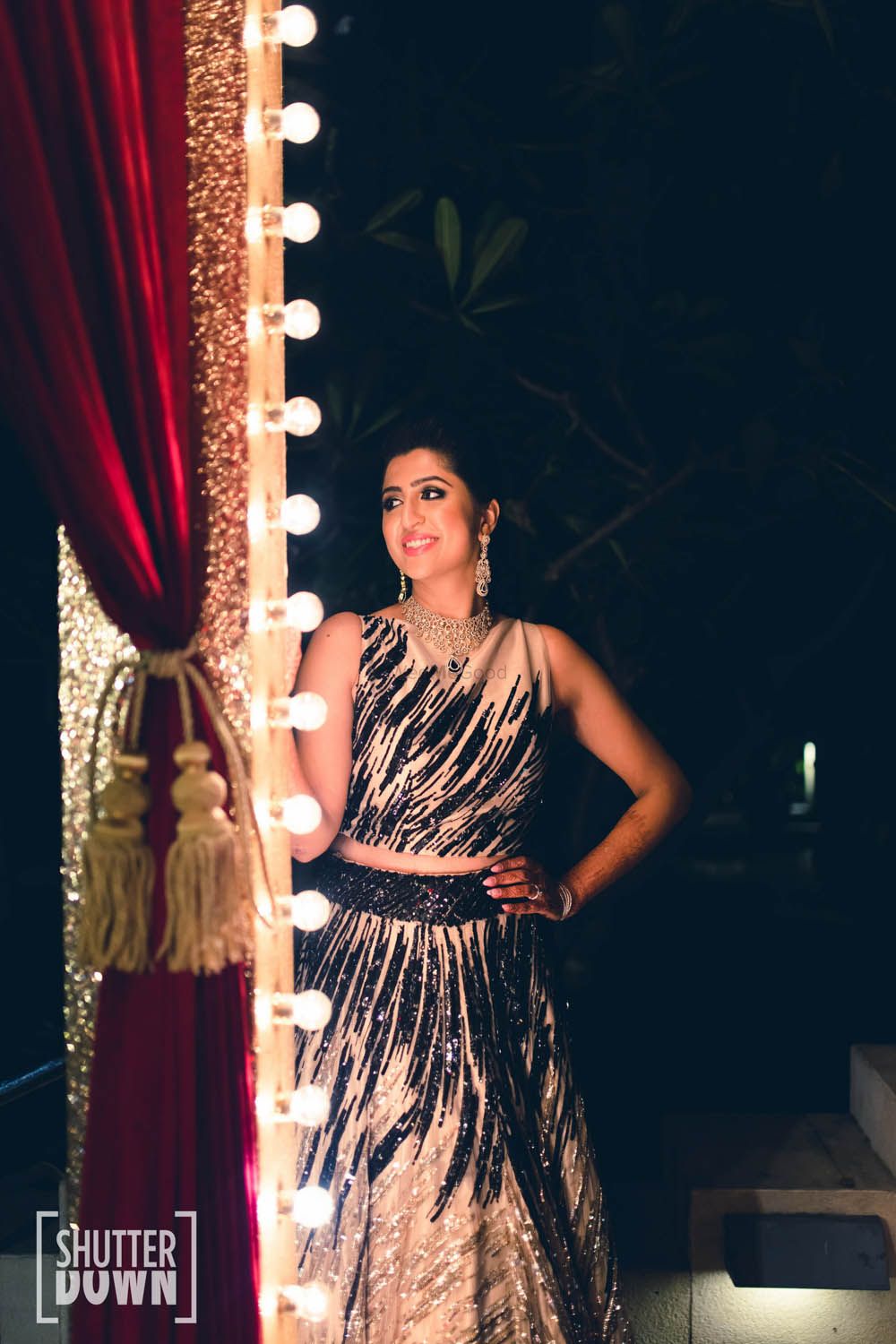 Photo of Sangeet outfit in black and silver with sequin work