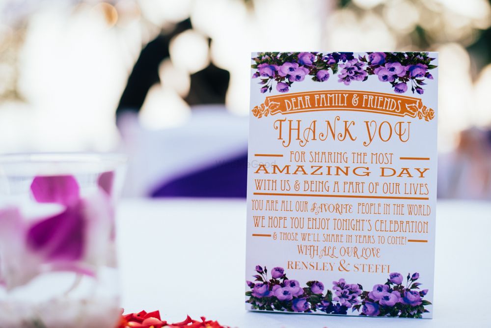 Photo of Personalised Thank You note for guests on wedding