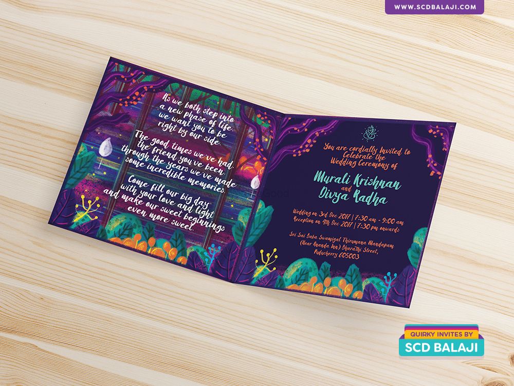 Photo of Bright and colorful wedding invitation card!