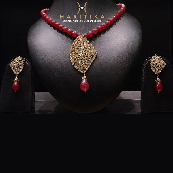 Photo From KUNDAN POLKI PENDANT SET - By Haritika Diamonds and Jewellery