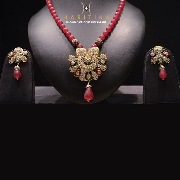Photo From KUNDAN POLKI PENDANT SET - By Haritika Diamonds and Jewellery