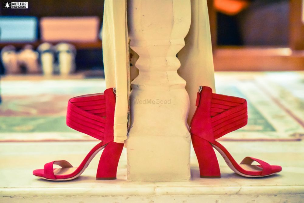 Photo of Red block heels bridal shoes