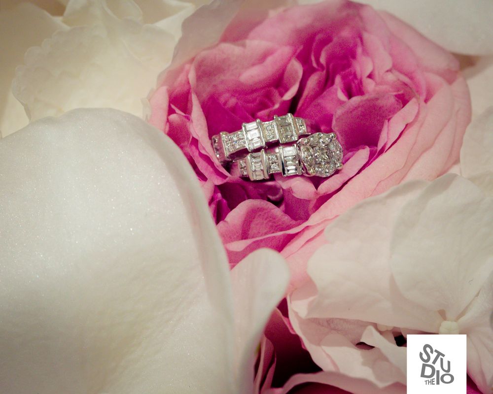 Photo of engagement ring with flowers