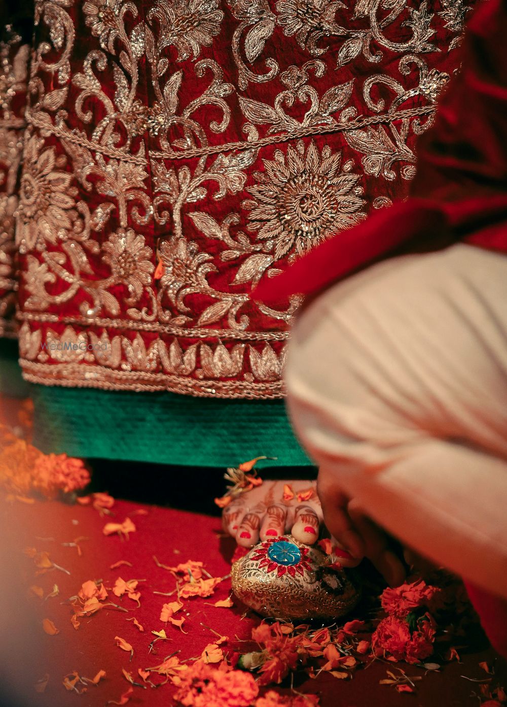 Photo of deep red bridal lehenga