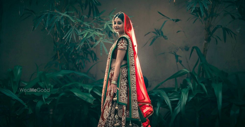 Photo of deep red bridal lehenga