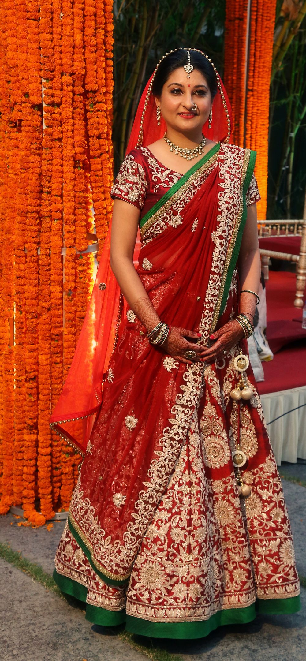 Photo of deep red bridal lehenga