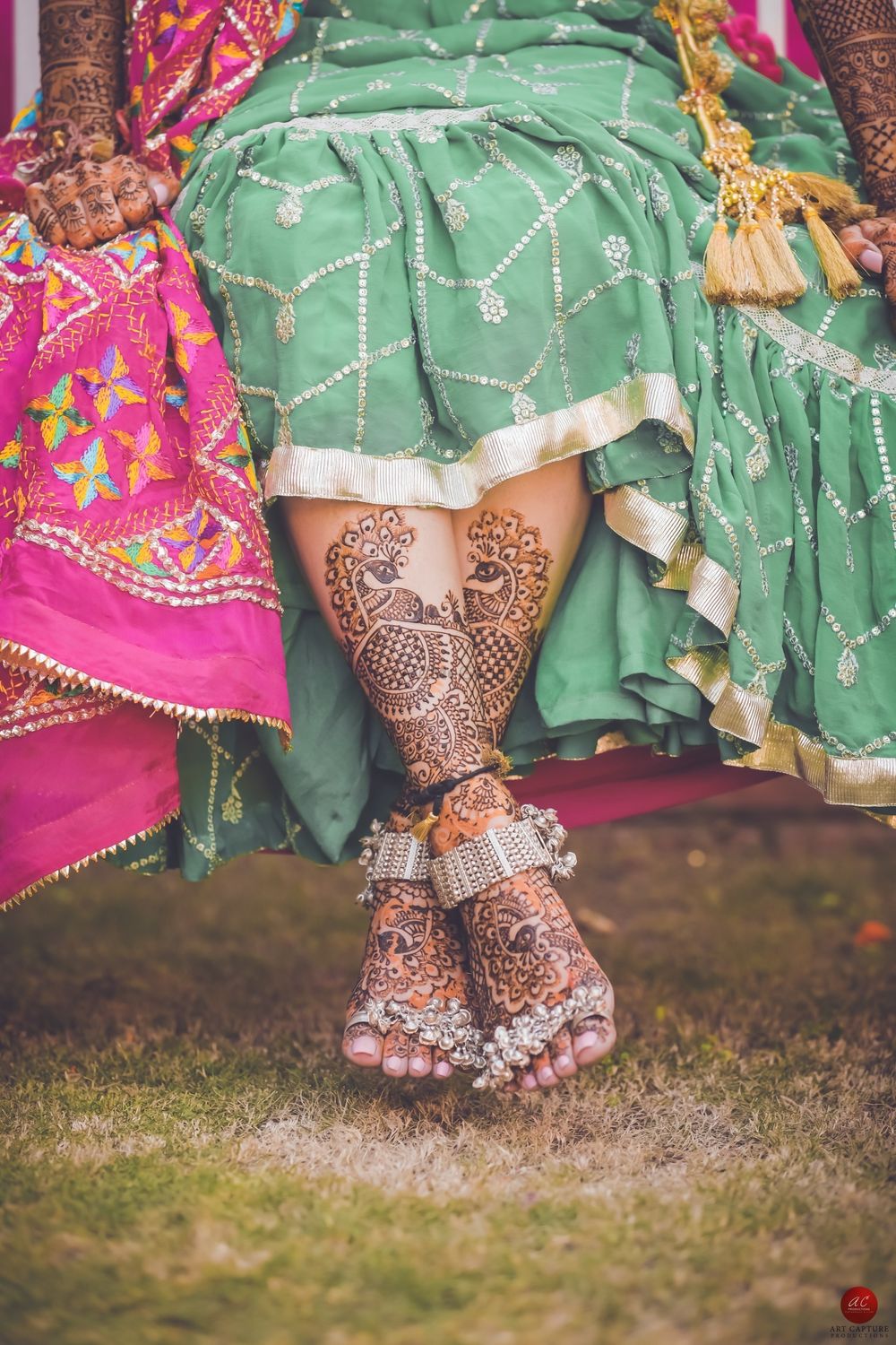 Photo of Unique bridal feet with mehendi and jewellery