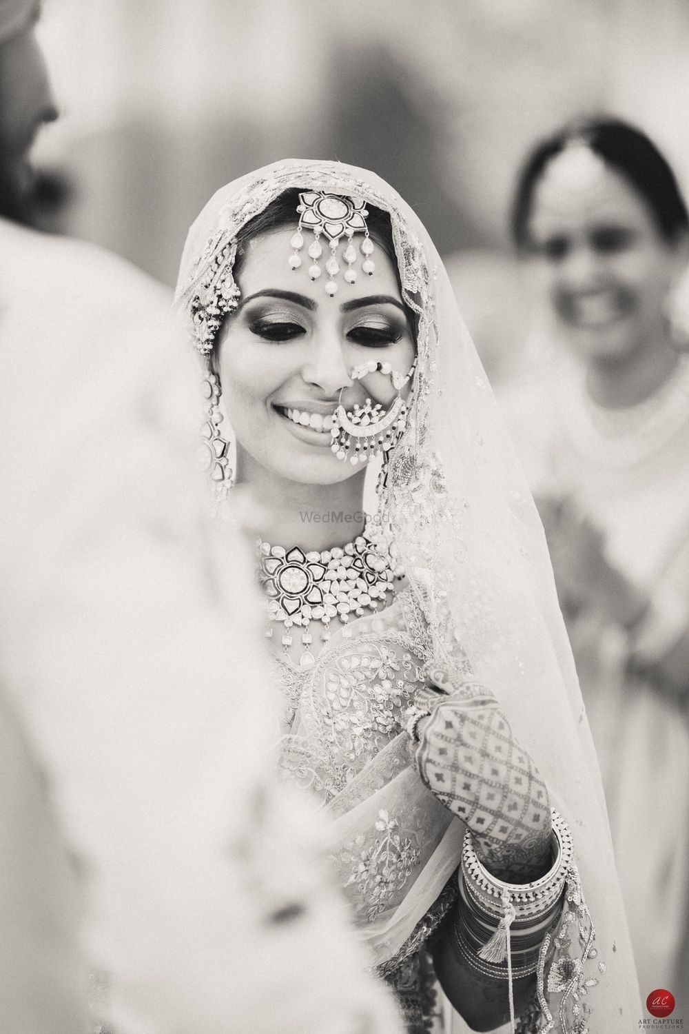 Photo of Candid bridal shot in black and white