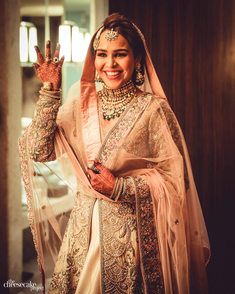 Photo of Muslim bridal look in peach Anarkali