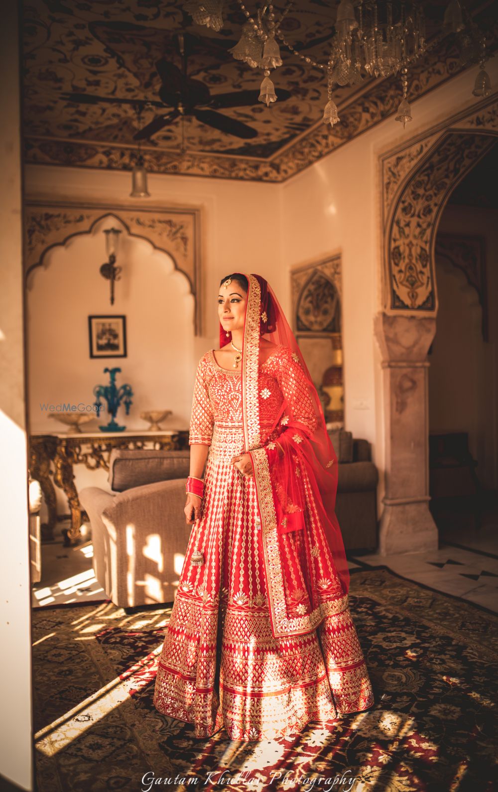 Photo of Red and gold gotta Patti bridal lehenga