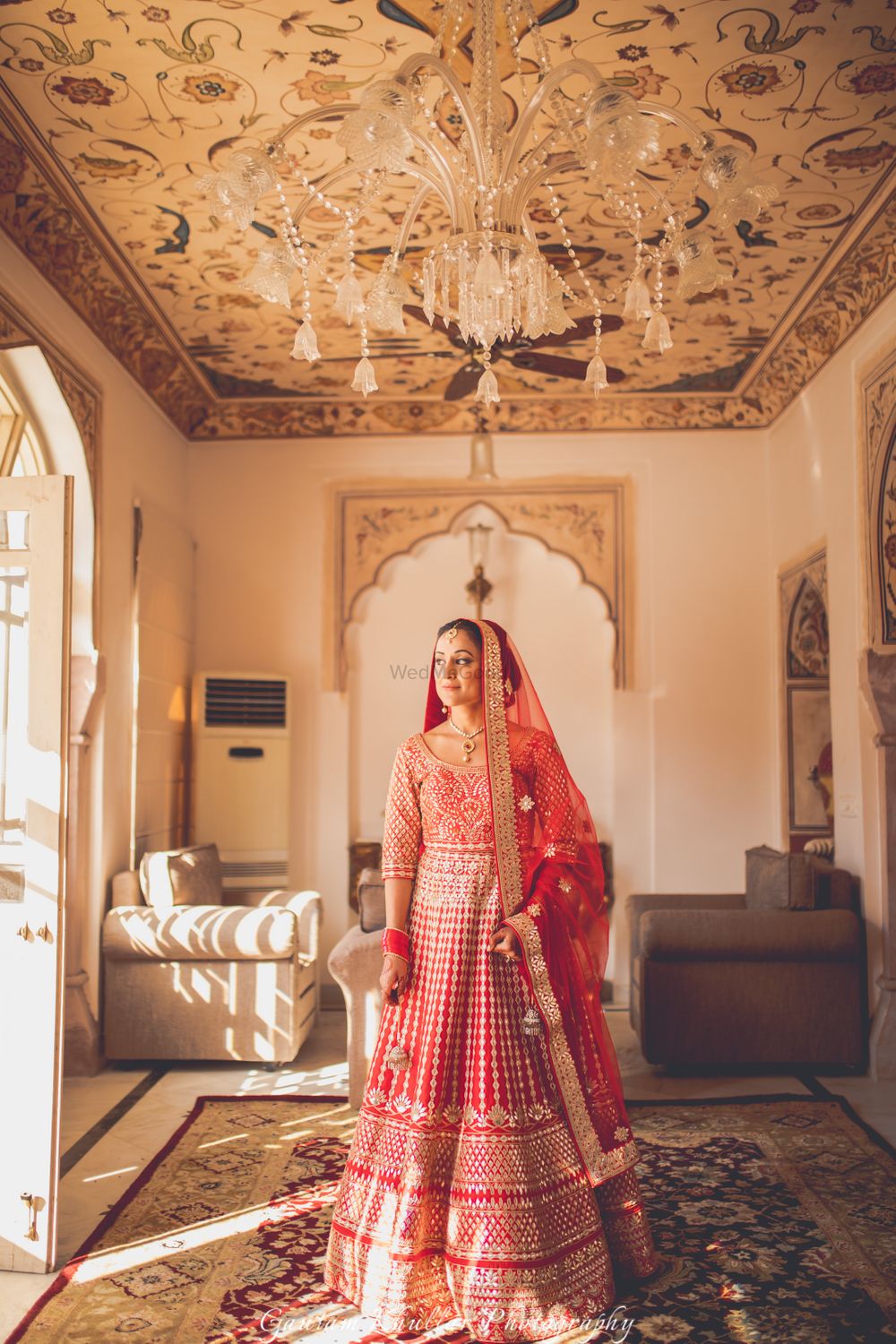 Photo of Red and gold contemporary bridal lehenga