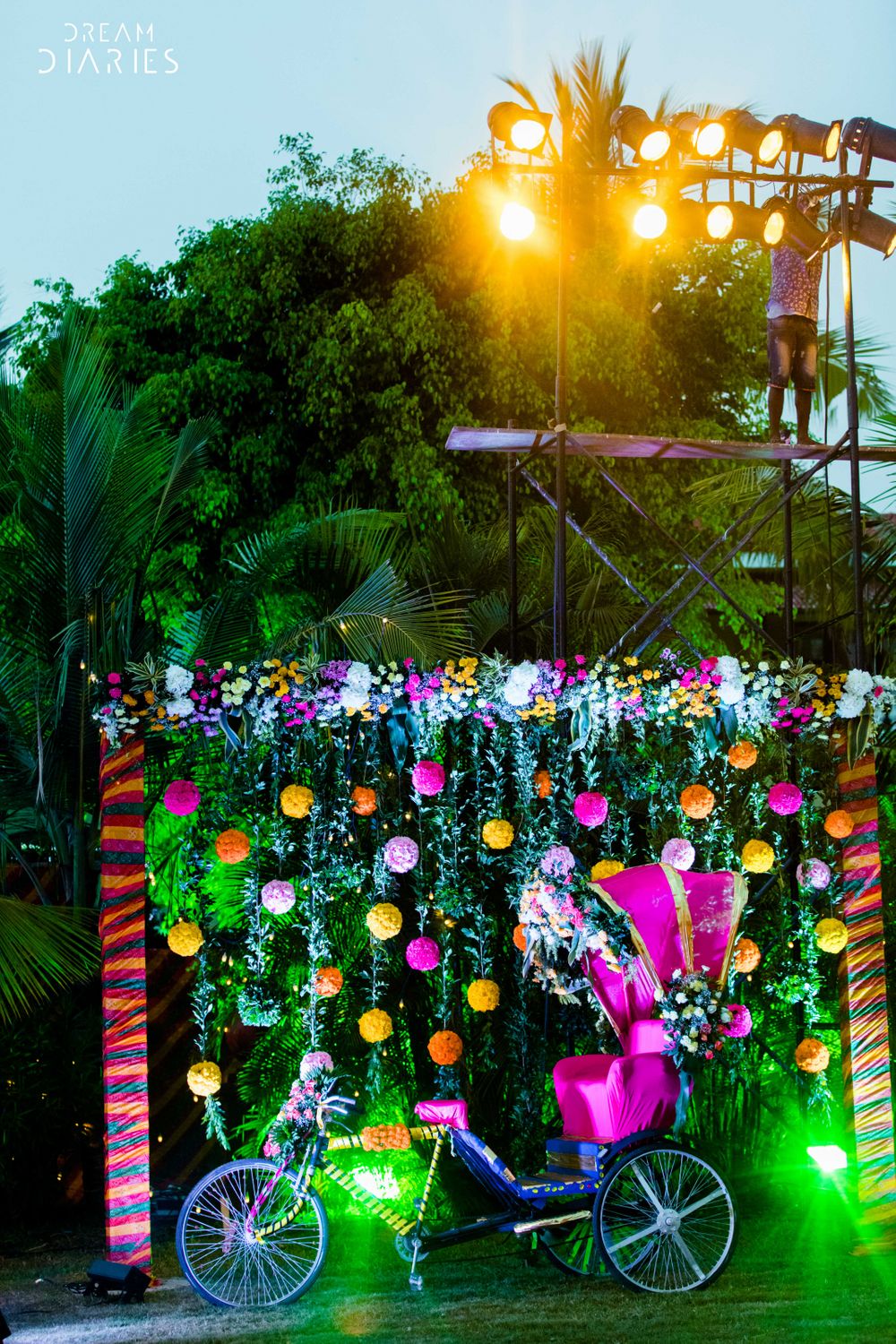 Photo of Decorated rickshaw prop Photo Booth for mehendi