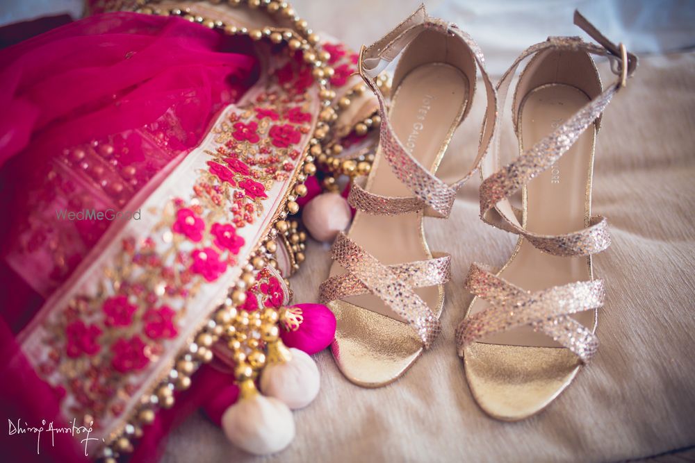 Photo of Dull gold strappy bridal heels