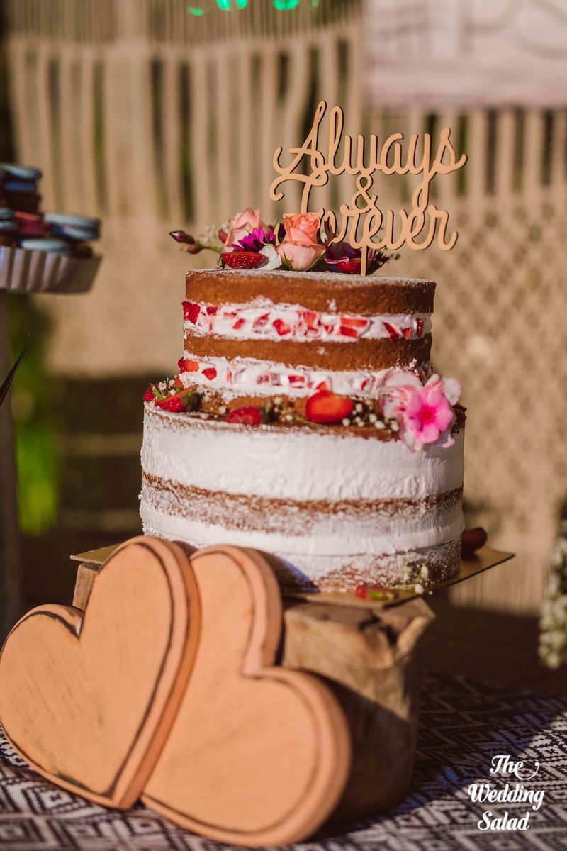 Photo of Small wedding cake with Always and forever cake topper