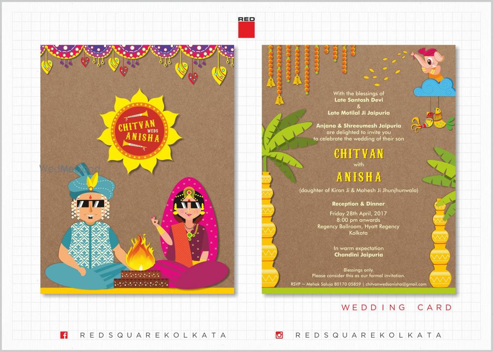 Photo of Bright fun and colorful wedding invites