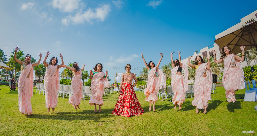 Photo of Fun bridesmaids photos with jumping in the air