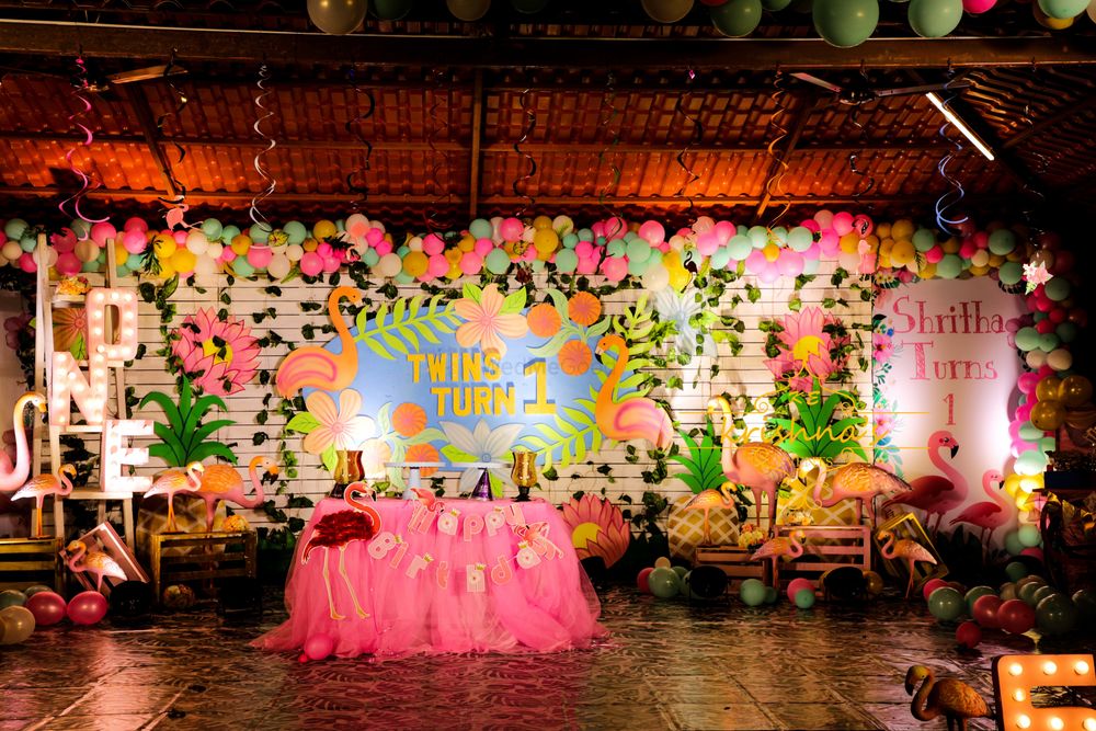 Photo From Saanvi & Shritha 1 st Birthday Flamingo theme at Resort - By Krishna's Events