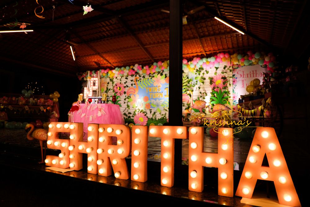 Photo From Saanvi & Shritha 1 st Birthday Flamingo theme at Resort - By Krishna's Events