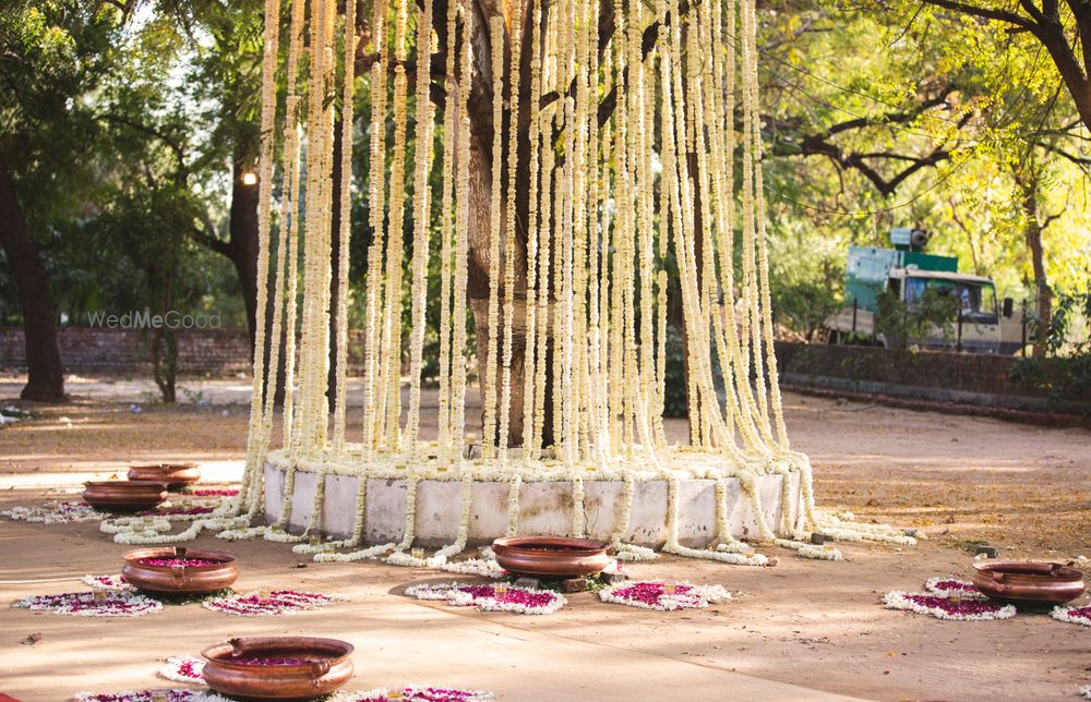 Photo of hanging mogra flowers