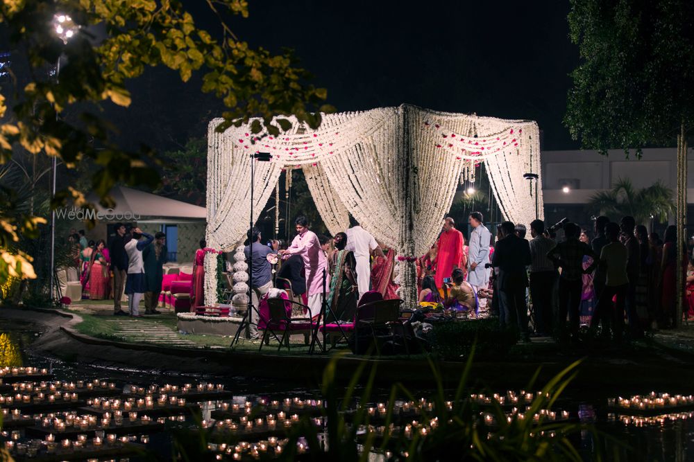 Photo of white mogra flower mandap