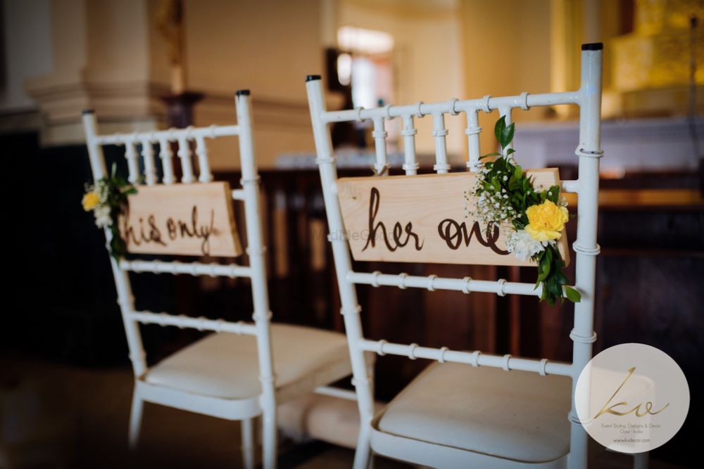 Photo of Bride and groom chair idea with quotes